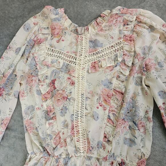 Sweet Rain Blouse Large Floral Ruffle Lace Romanticcore - Picture 8 of 8